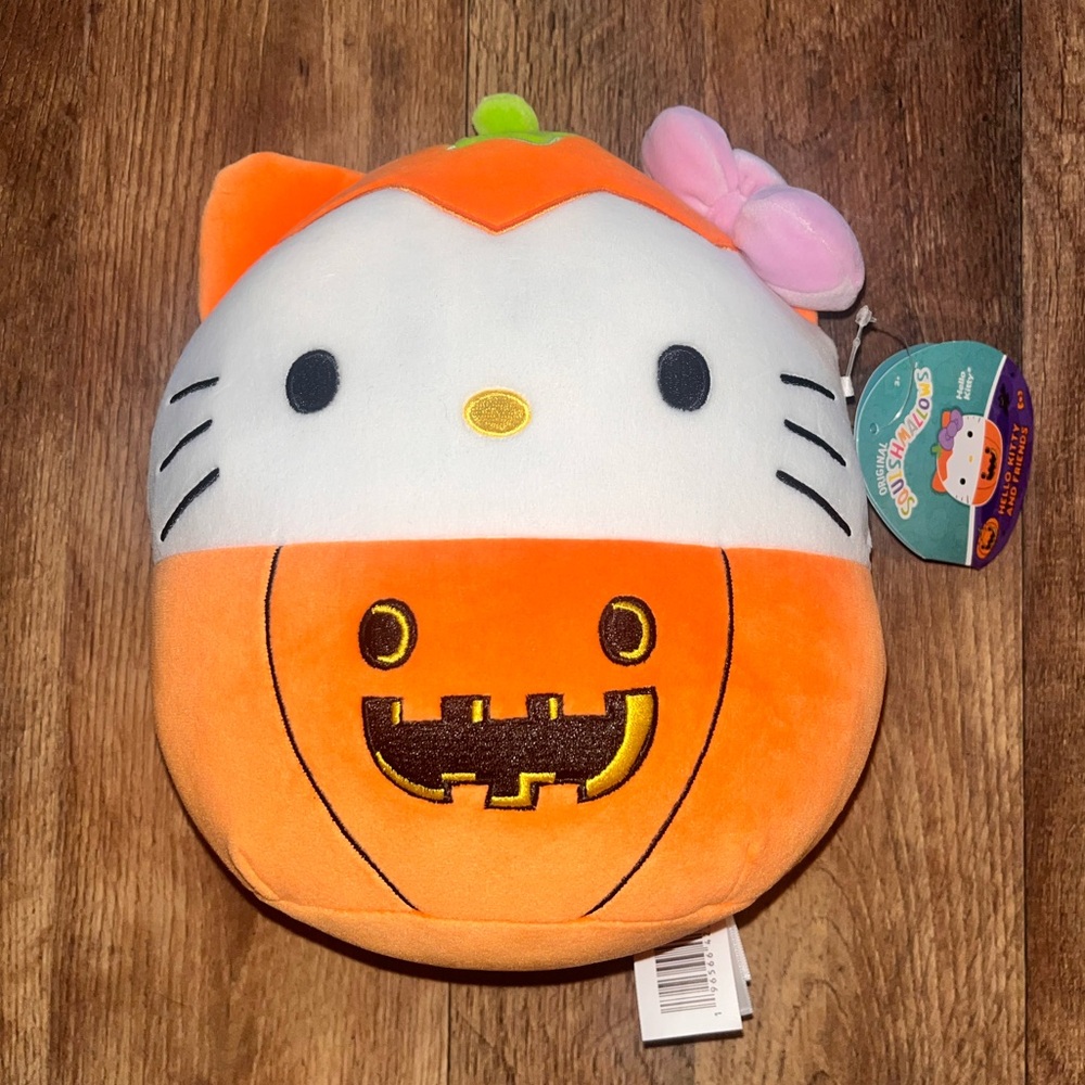 Hello Kitty Pumpkin Plush - Orange, White, Pink